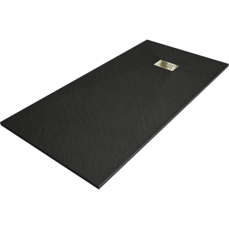 Mexen Hugo cadă dreptunghiulară SMC 180 x 90 cm, negru, mască aurie - 42709018-G