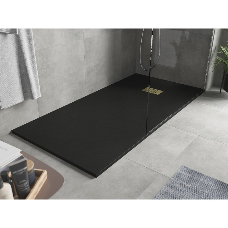 Mexen Hugo téglalap alakú SMC zuhanytálca 180 x 90 cm, fekete, arany fedél - 42709018-G