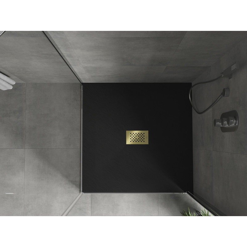 Mexen Hugo brod x pătrat SMC 100 x 100 cm, negru, capac de aur - 42701010-G