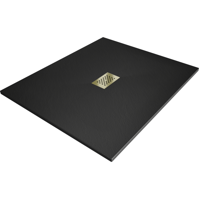 Mexen Hugo brodzik dreptunghiular SMC 120 x 100 cm, negru, mască aurie - 42701012-G