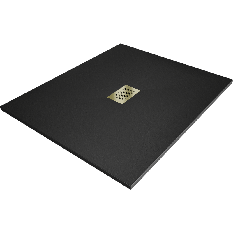 Mexen Hugo téglalap alakú SMC zuhanytálca 130 x 100 cm, fekete, arany burkolat - 42701013-G