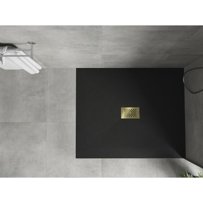 Mexen Hugo recepție dreptunghiulară SMC 140 x 100 cm, negru, mască aurie - 42701014-G