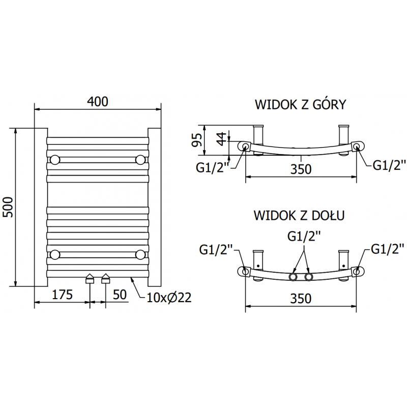 Mexen Ares elektromos radiátor 500 x 400 mm, 300 W, antracit - W102-0500-400-2300-66