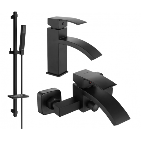 Mexen Libra DQ77 set de baie, negru - 745103DQ77-70
