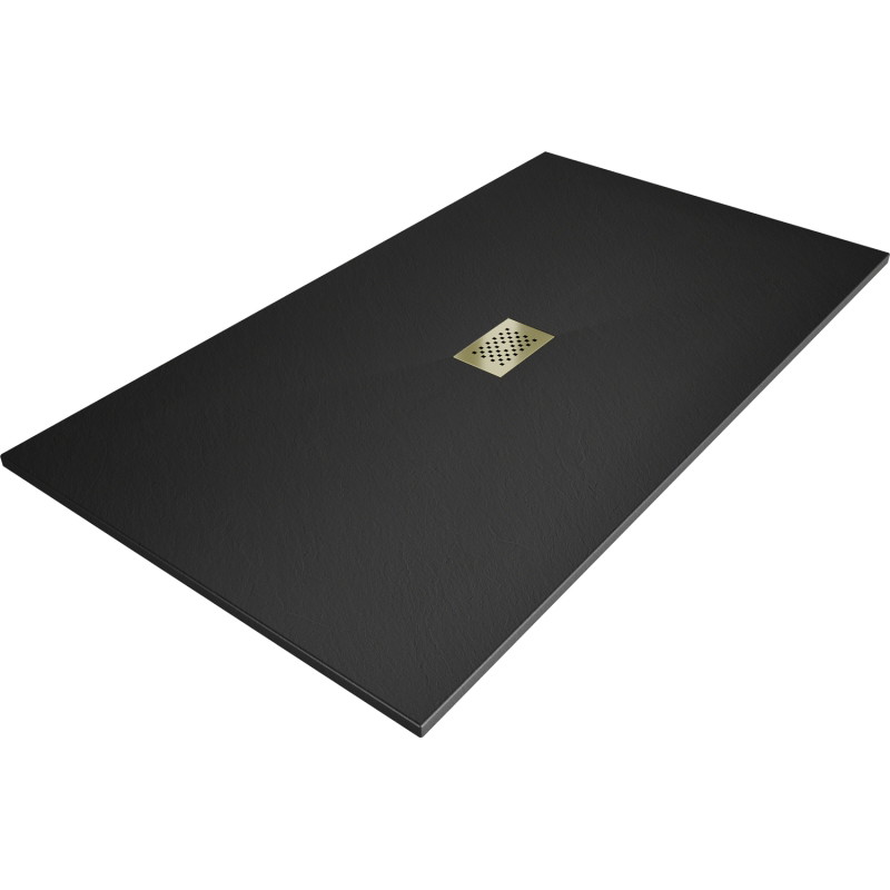 Mexen Hugo brodzik dreptunghiular SMC 180 x 100 cm, negru, capac de scurgere auriu - 42701018-G
