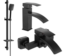 Mexen Libra DQ62 set pentru cadă, negru - 745103DQ62-70