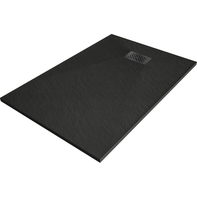 Mexen Hugo SMC téglalap alakú zuhanytálca 100 x 80 cm, fekete, fekete burkolat - 42708010-B