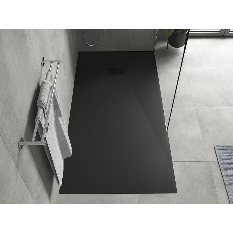 Mexen Hugo téglalap alakú zuhanytálca SMC 180 x 80 cm, fekete, fekete takaróelem - 42708018-B