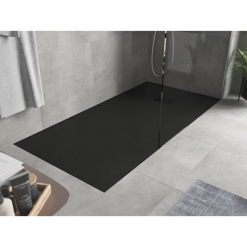 Mexen Hugo SMC téglalap alakú zuhanytálca 180 x 80 cm, fekete, fekete fedlap - 42708018-B