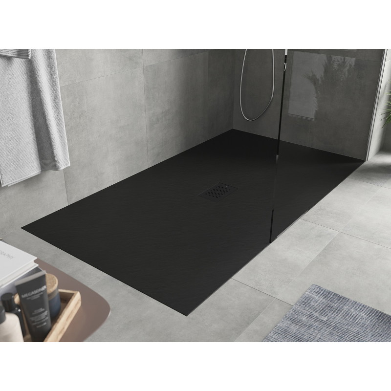 Mexen Hugo téglalap alakú SMC zuhanytálca 160 x 100 cm, fekete, fekete borítással - 42701016-B