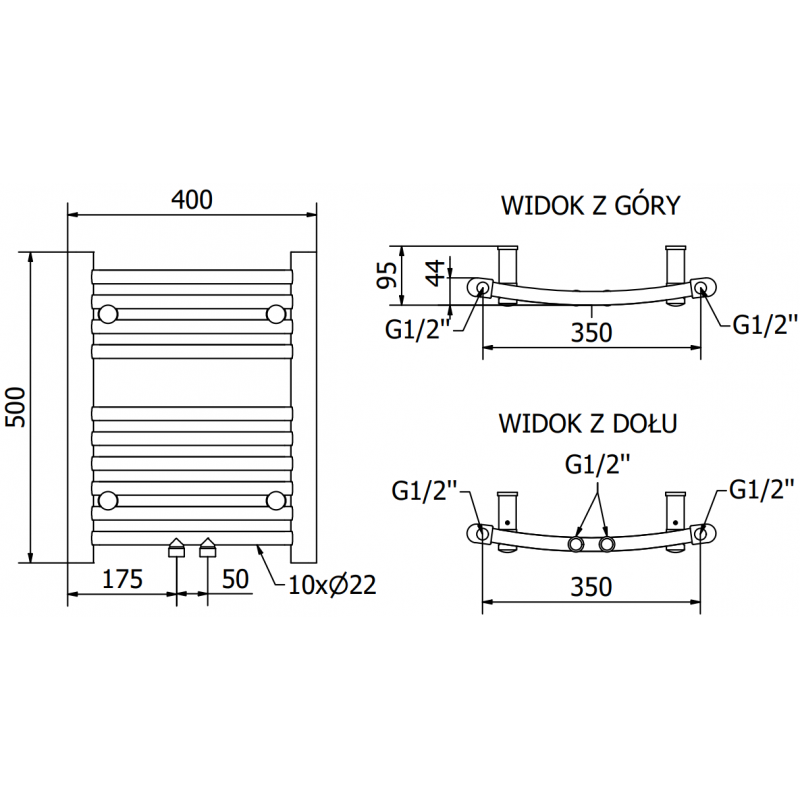Mexen Ares elektromos radiátor 500 x 400 mm, 300 W, arany - W102-0500-400-2300-50