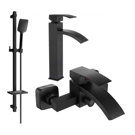 Mexen Libra DQ62 set pentru cadă, negru - 745113DQ62-70