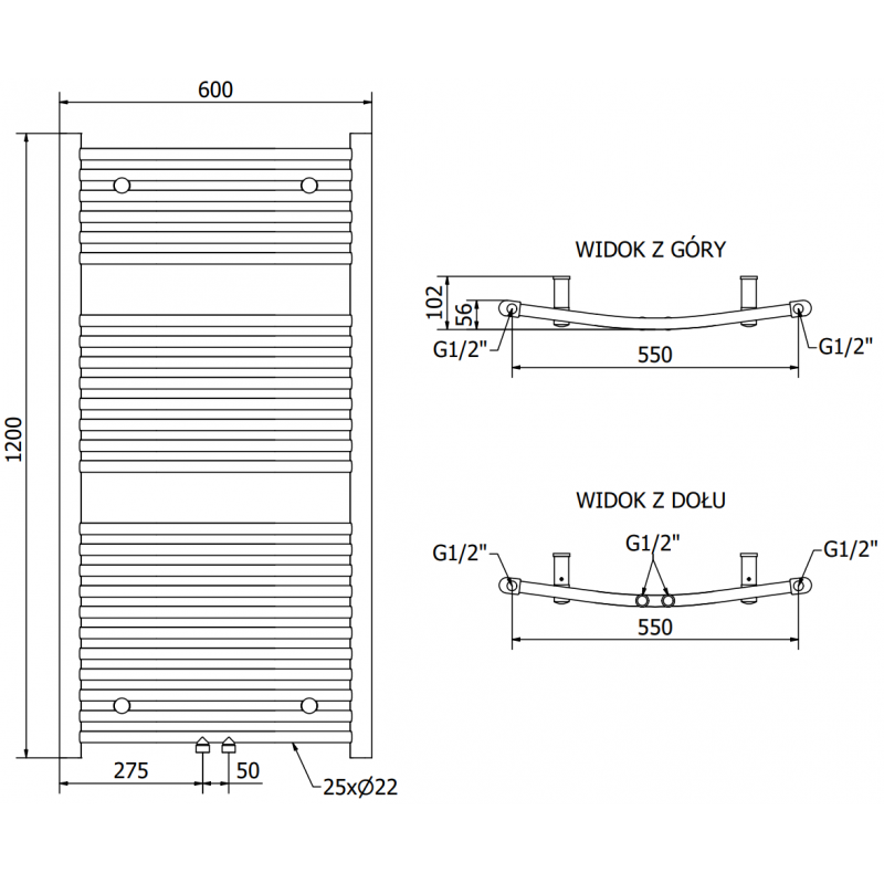 Mexen Ares calorifer electric 1200 x 600 mm, 600 W, alb - W102-1200-600-2600-20