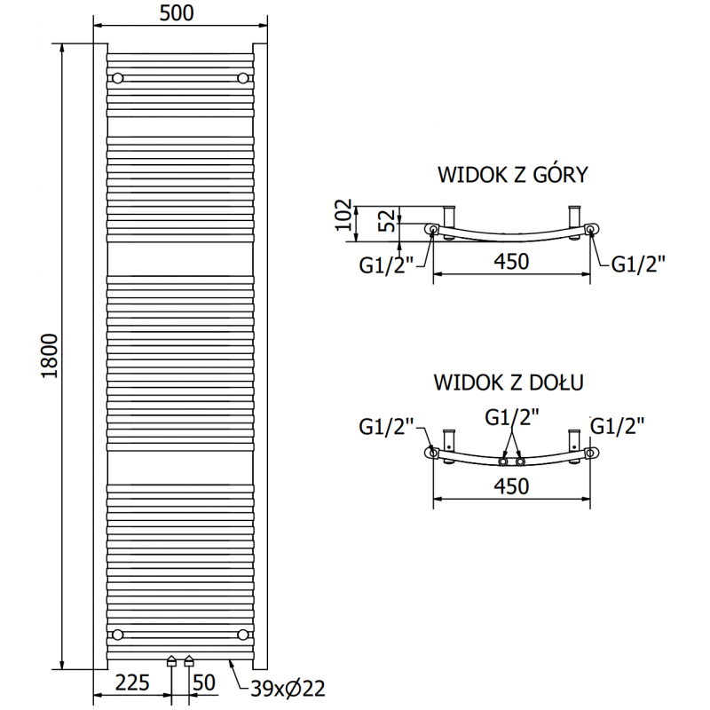 Mexen Ares radiator electric 1800 x 500 mm, 900 W, alb - W102-1800-500-2900-20