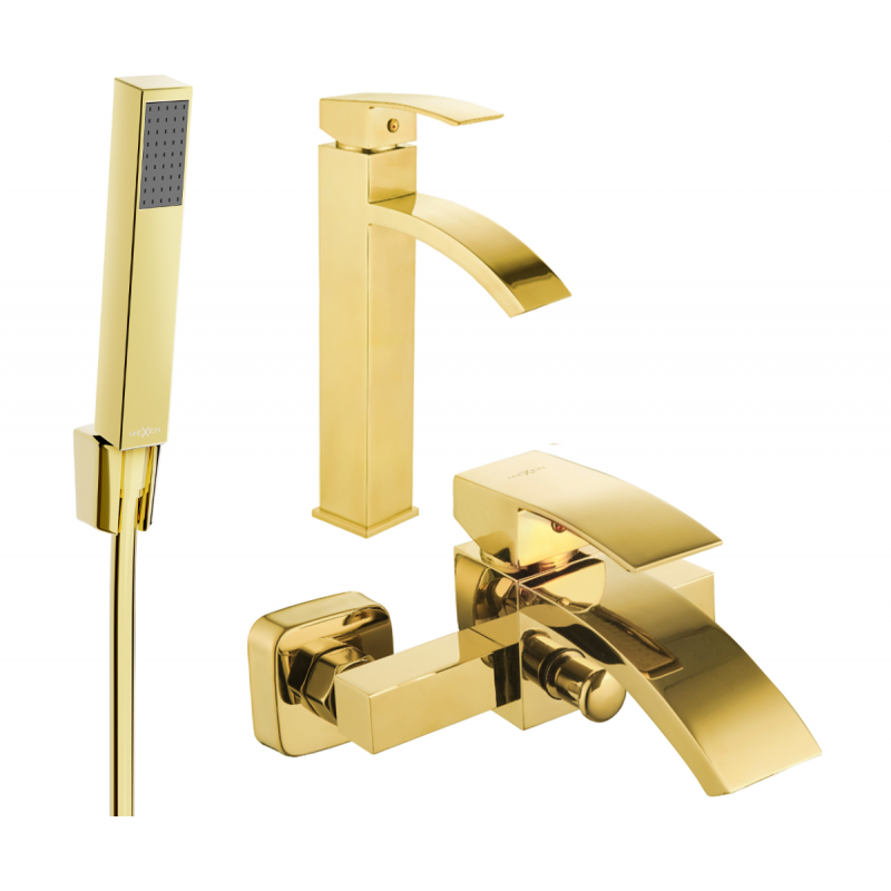 Mexen Libra R77 fürdőkád csaptelep szett, arany - 745113R77-50