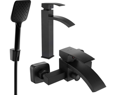 Mexen Libra R62 fürdőkád készlet, fekete - 745113R62-70