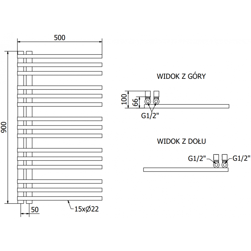 Mexen Neptun radiator electric 900 x 500 mm, 600 W, negru - W101-0900-500-2600-70