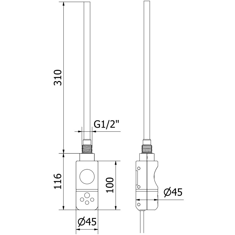 Mexen Mars elektromos radiátor 500 x 400 mm, 300 W, króm - W110-0500-400-2300-01