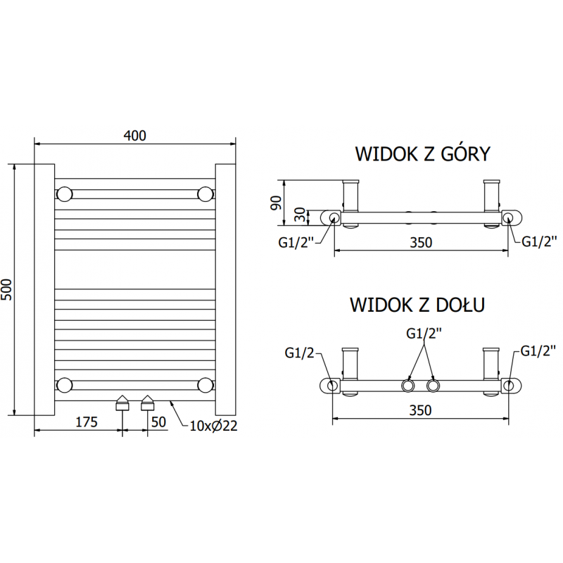 Mexen Mars radiator electric 500 x 400 mm, 300 W, antracit - W110-0500-400-2300-66