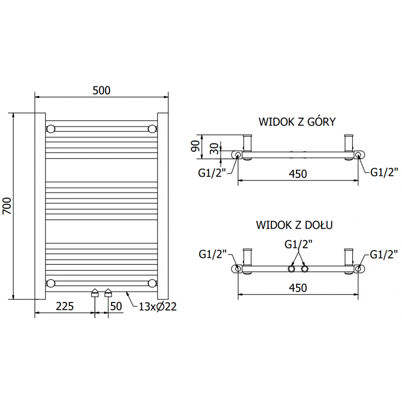 Mexen Mars elektromos fűtőtest 700 x 500 mm, 300 W, fehér - W110-0700-500-2300-20