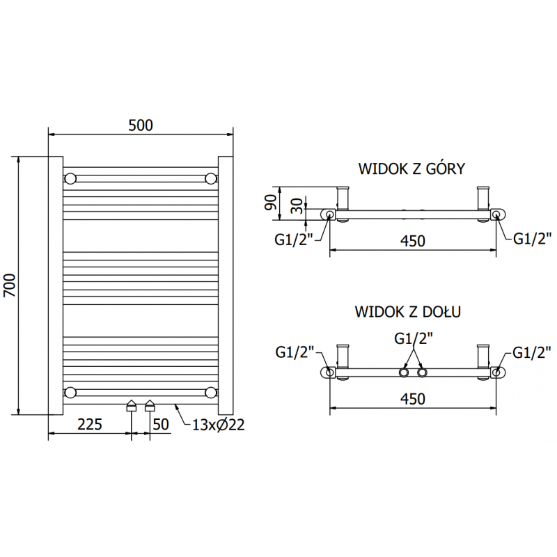 Mexen Mars elektromos radiátor 700 x 500 mm, 300 W, fekete - W110-0700-500-2300-70