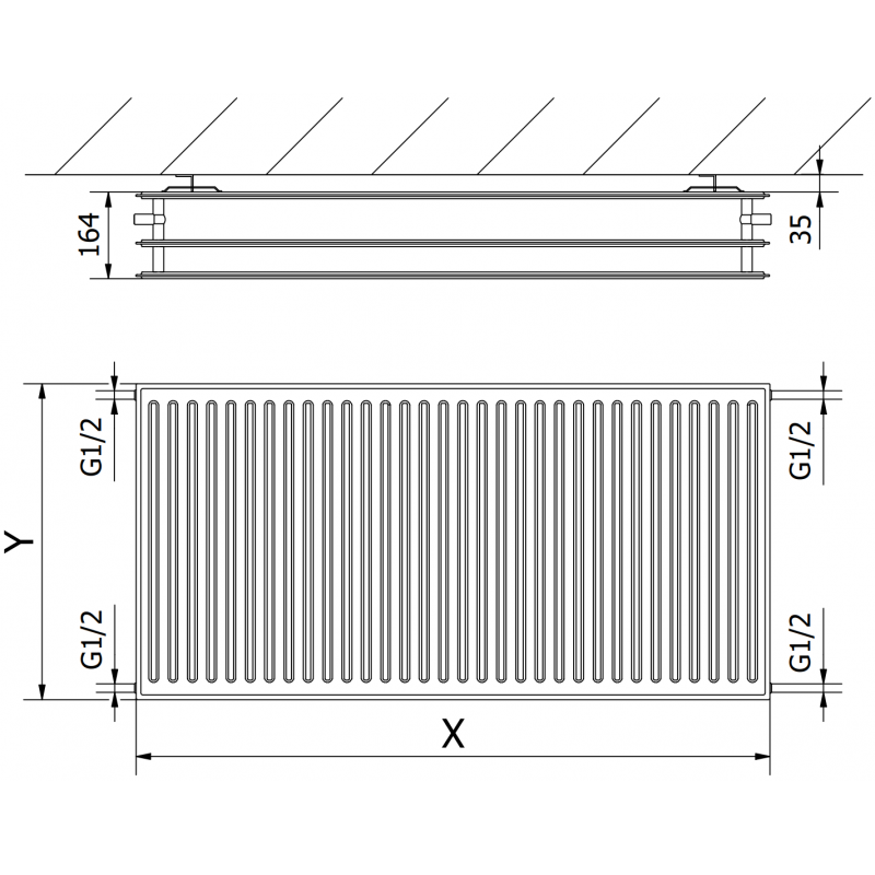 Mexen CH30 Higienă radiator cu plăci 600 x 1000 mm, conexiune laterală, 1509 W, negru - W430H-060-100-70