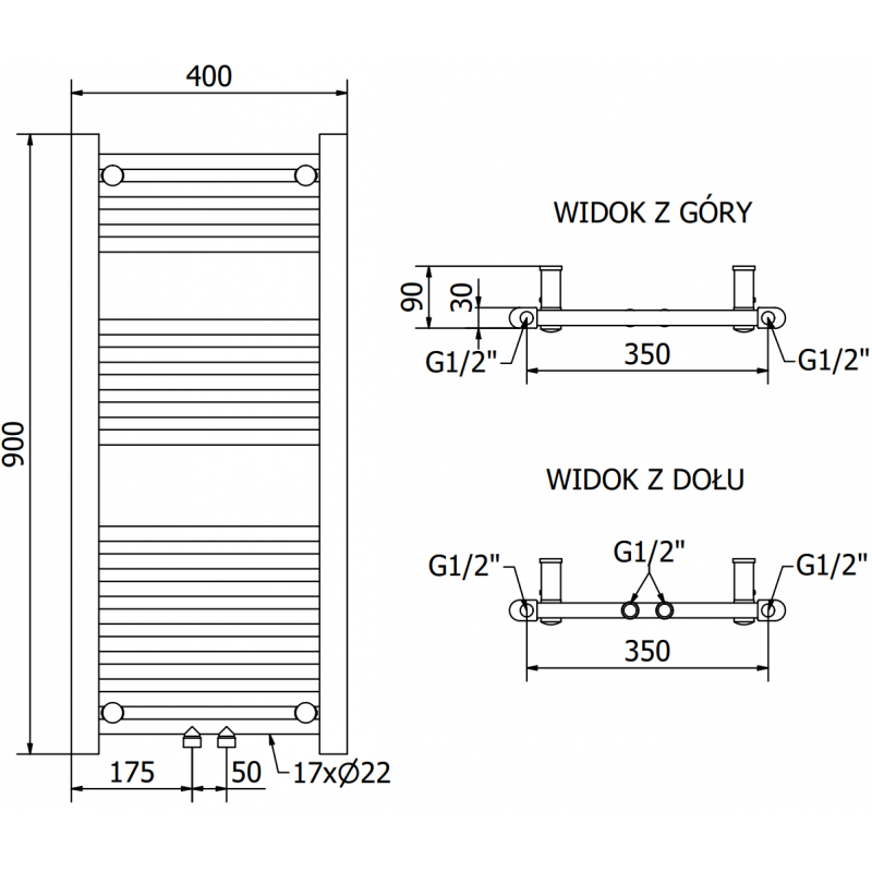 Mexen Mars radiator electric 900 x 400 mm, 300 W, alb - W110-0900-400-2300-20