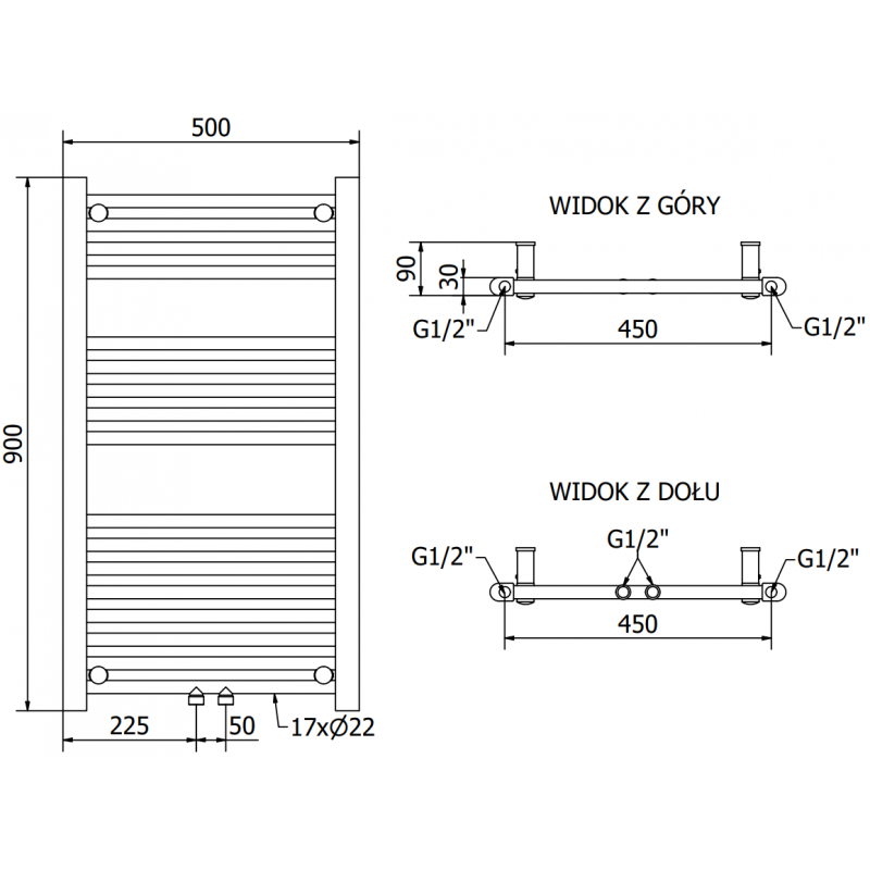 Mexen Mars elektromos radiátor 900 x 500 mm, 300 W, króm - W110-0900-500-2300-01