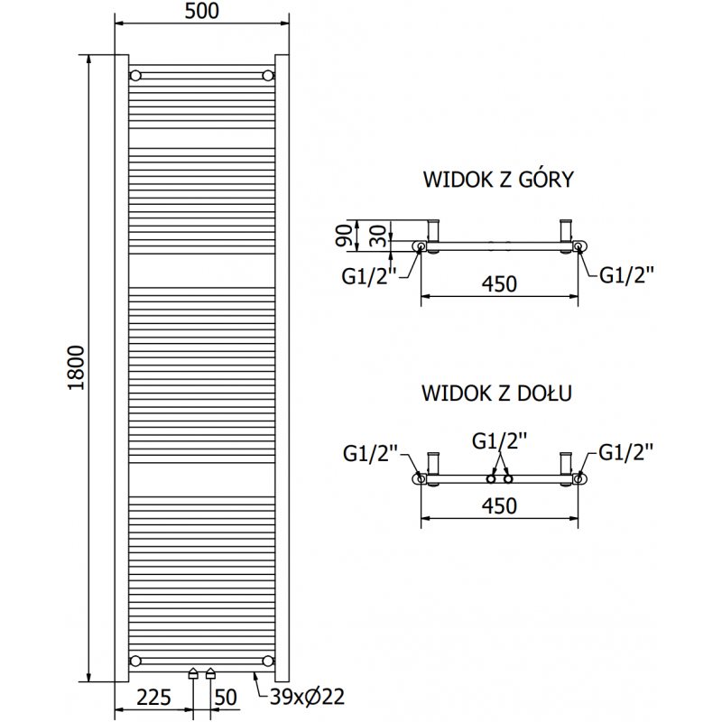 Mexen Mars elektromos radiátor 1800 x 500 mm, 900 W, fehér - W110-1800-500-2900-20