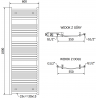 Mexen Helios elektromos radiátor 1800 x 600 mm, 900 W, fekete - W103-1800-600-2900-70