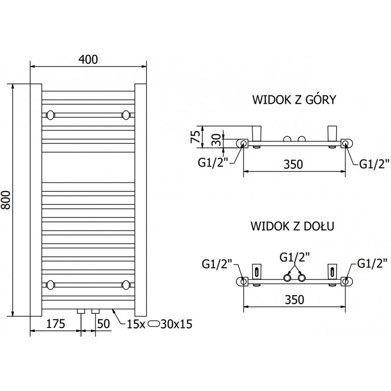 Mexen Hades elektromos radiátor 800 x 400 mm, 300 W, antracit - W104-0800-400-2300-66