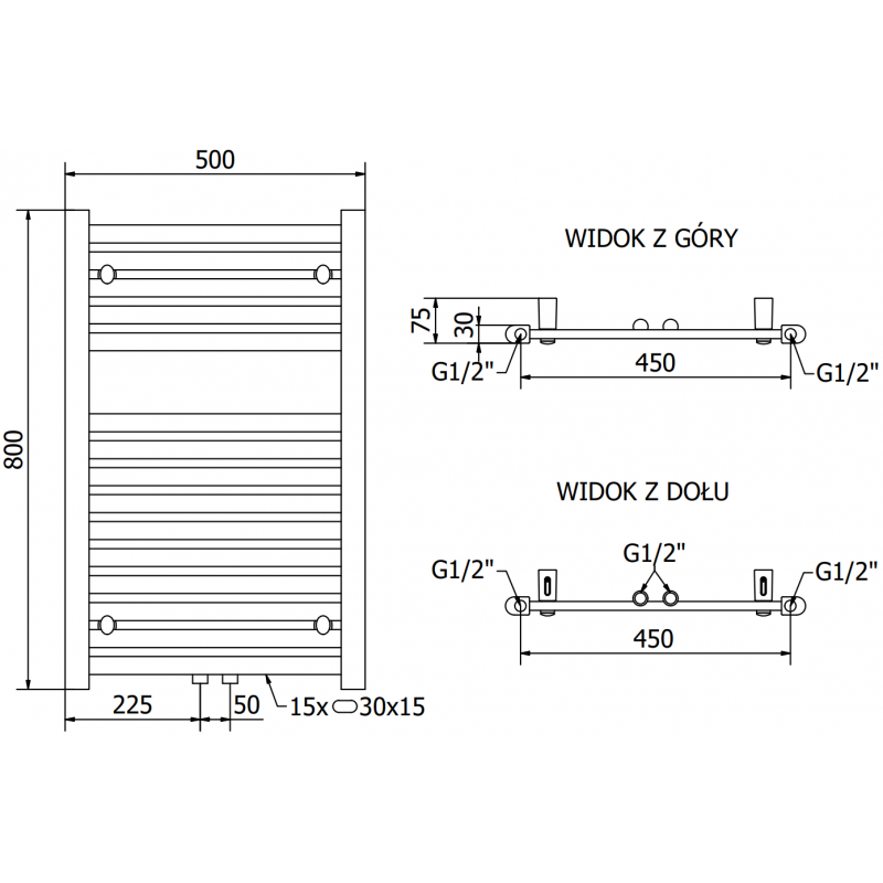 Mexen Hades radiator electric 800 x 500 mm, 300 W, crom - W104-0800-500-2300-01