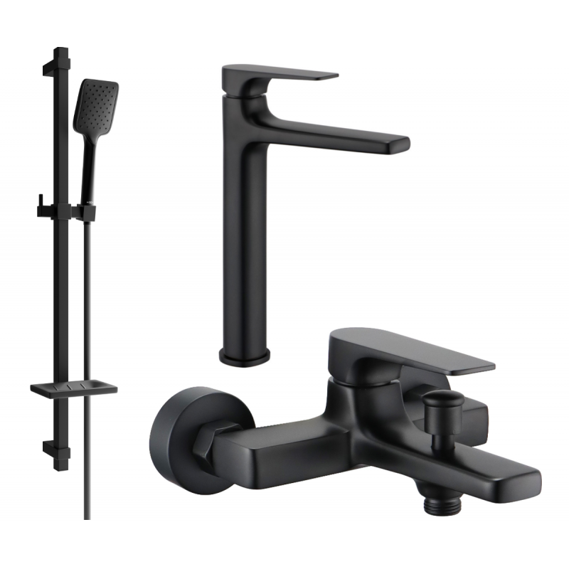 Mexen Lynx DQ62 fürdőkád szett, fekete - 745913DQ62-70