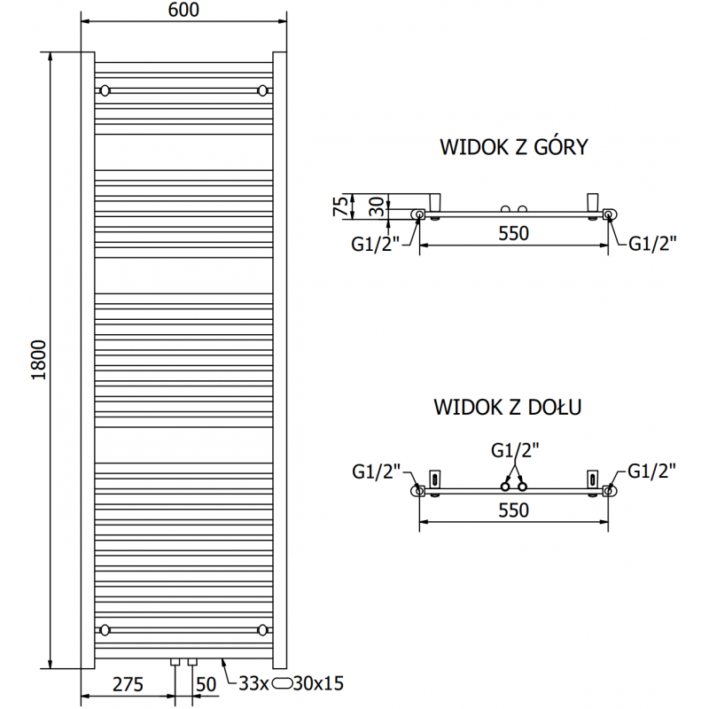 Mexen Hades elektromos radiátor 1800 x 600 mm, 900 W, fehér - W104-1800-600-2900-20