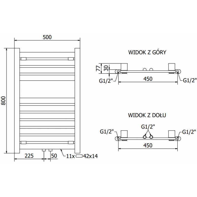 Mexen Uran elektromos fűtőtest 800 x 500 mm, 300 W, króm - W105-0800-500-2300-01