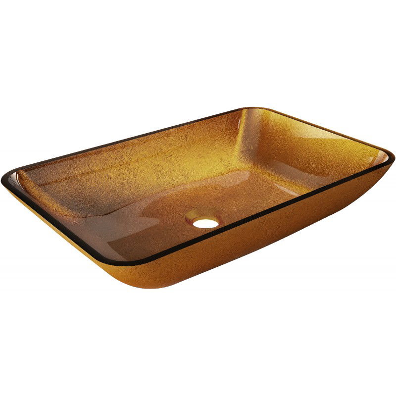 Mexen Megan sticlă chiuvetă pe blat 56 x 36 cm, aurie - 24135650