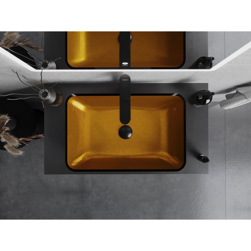Mexen Megan chiuvetă de sticlă montată pe blat 56 x 36 cm, aurie - 24135650