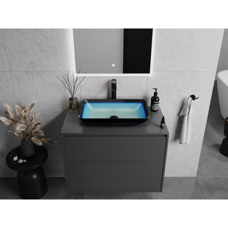 Mexen Megan lavoar de sticlă pe blat 56 x 36 cm, albastru - 24135647