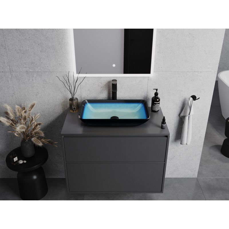 Mexen Megan lavoar din sticlă montat pe blat 56 x 36 cm, albastru - 24135647