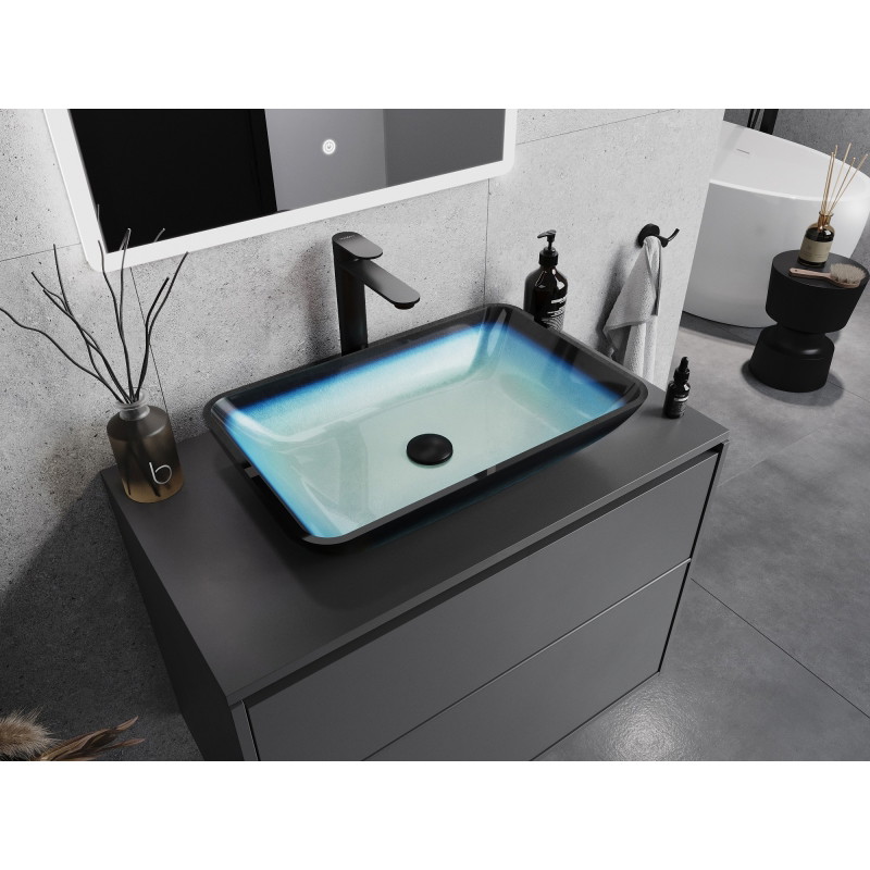 Mexen Megan lavoar de sticlă pe blat 56 x 36 cm, albastru - 24135647