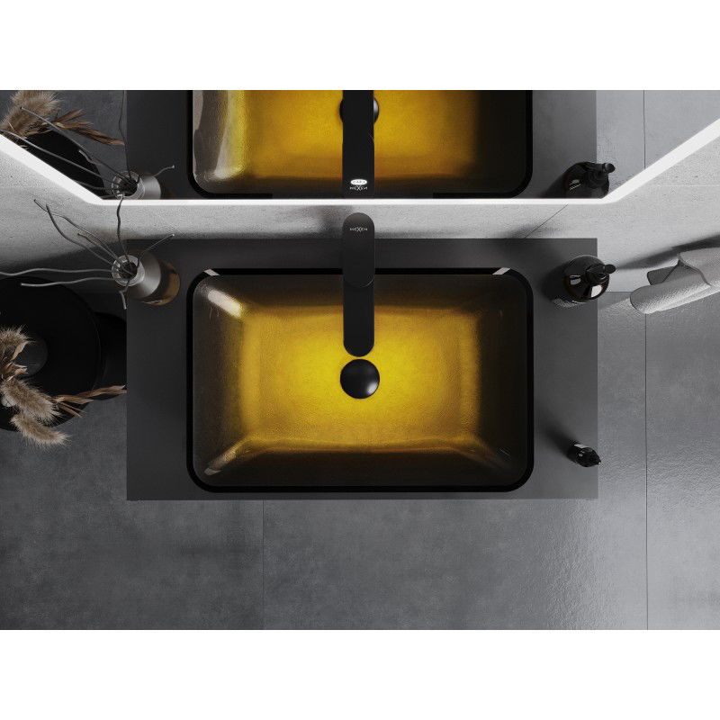 Mexen Megan, lavoar din sticlă pe blat 56 x 36 cm, auriu închis - 24135651