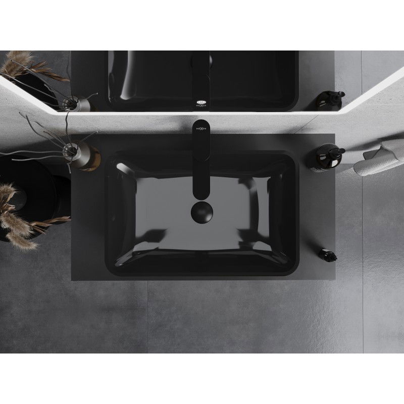 Mexen Megan üvegből készült pultra szerelhető mosdókagyló, 56 x 36 cm, fekete - 24135670