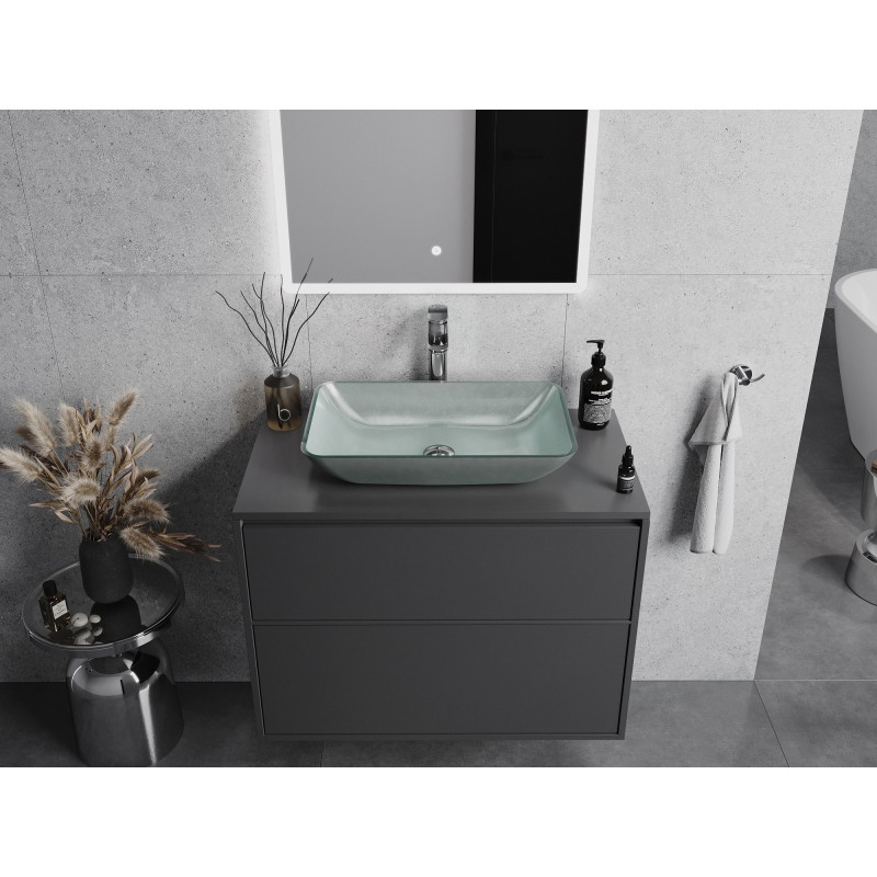 Mexen Megan lavoar din sticlă montat pe blat 56 x 36 cm, argintiu - 24135611