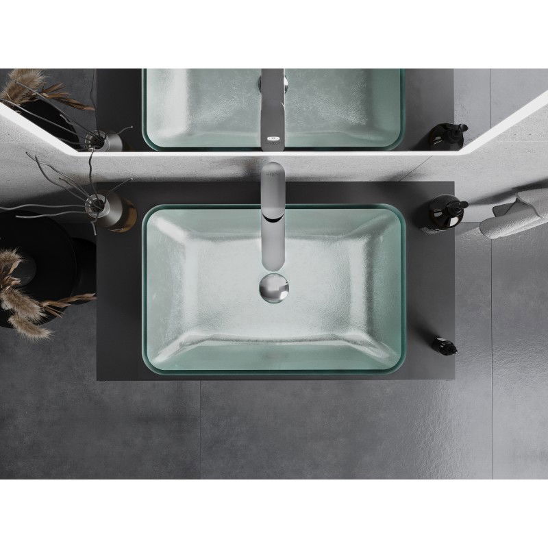 Mexen Megan üvegből készült, pultra helyezhető mosdó 56 x 36 cm, ezüst - 24135611