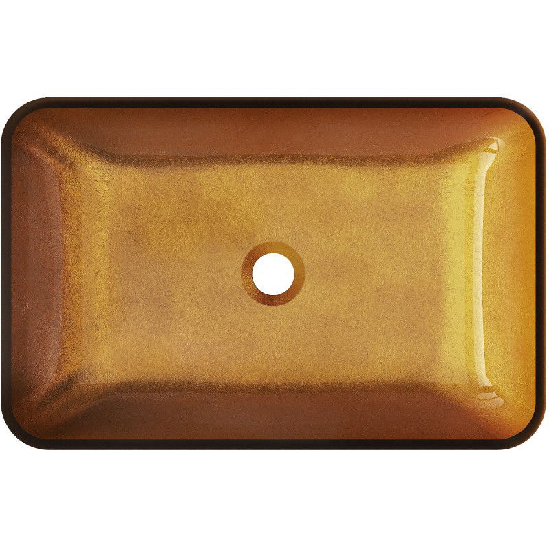 Mexen Megan chiuvetă de sticlă montată pe blat 56 x 36 cm, aurie - 24135650