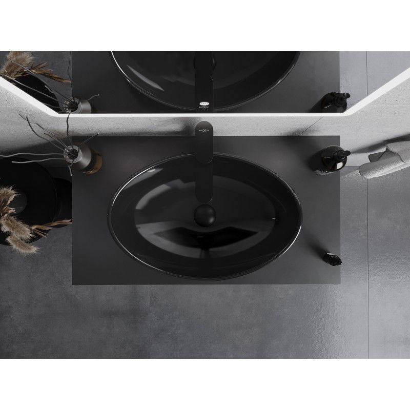 Mexen Sonia üvegből készült munkalapon álló mosdókagyló 54 x 37 cm, fekete - 24145470