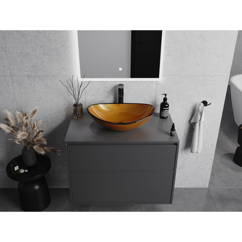 Mexen Sonia lavoar de sticlă pe blat 54 x 37 cm, auriu - 24145450