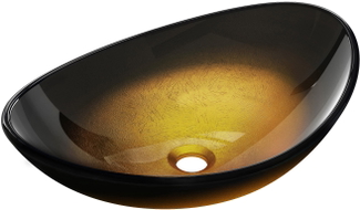 Mexen Sonia chiuvetă de sticlă pentru blat 54 x 37 cm, auriu închis - 24145451