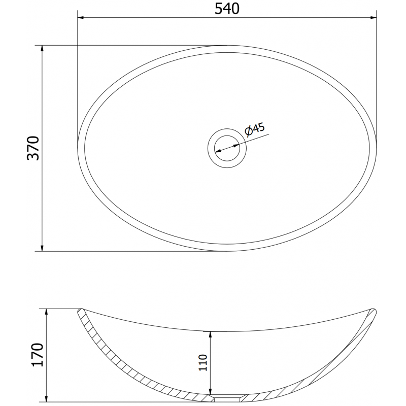 Mexen Sonia chiuvetă de sticlă pentru blat 54 x 37 cm, auriu închis - 24145451