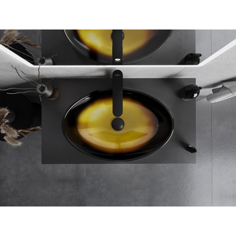 Mexen Sonia üveg mosdókagyló pult feletti 54 x 37 cm, sötét arany - 24145451